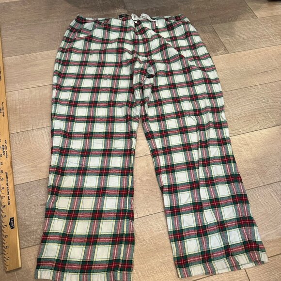 TALBOTS WOMENS RED GREEN YELLOW PLAID PAJAMA PANTS LARGE - Picture 1 of 8